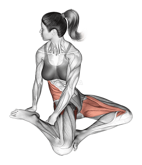 Sitting Rotational Hip Stretch demonstration