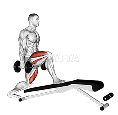 Dumbbell Decline Bench Lunge demonstration