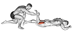 Assisted Prone Hamstring exercise demonstration for Hamstrings, and Thighs, Assisted