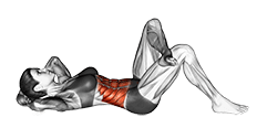 Hand Opposite Knee Crunch exercise demonstration for Waist, Body weight