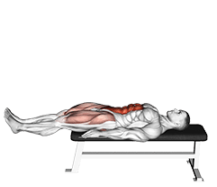 Lying Leg Raise Flat Bench exercise demonstration for Waist, Body weight