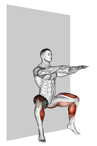 Plyo Sit Squat exercise demonstration for Quadriceps, and Thighs, Body weight