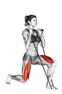 Band Lunges exercise demonstration for Quadriceps, and Thighs, Band