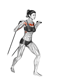 Band standing incline chest press exercise demonstration for Chest, Band