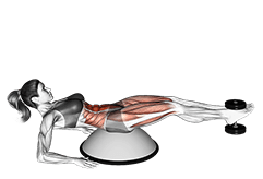 Weighted V-Crunch exercise demonstration for Waist, Bosu ball