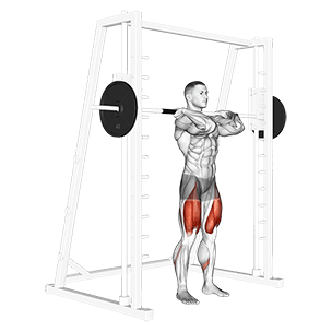 Smith Front Squat exercise demonstration for Quadriceps, and Thighs, Smith machine