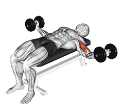 Dumbbell Lying Wide Curl exercise demonstration for Biceps, and Upper Arms, Dumbbell