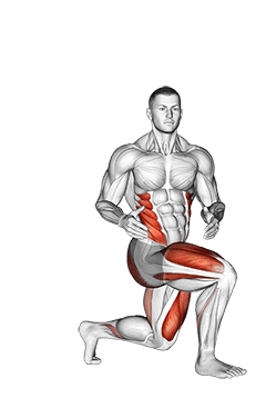 Lunge with Twist exercise demonstration for Waist, Body weight
