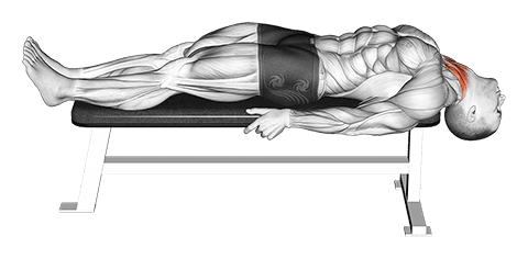 Lying Neck Extension Stretch exercise demonstration for Neck, Body weight