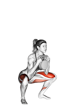 Kettlebell Goblet Squat exercise demonstration for Quadriceps, and Thighs, Kettlebell