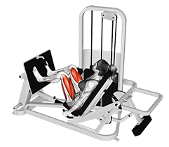 Lever Seated Leg Press exercise demonstration for Thighs, Leverage machine