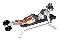 Dumbbell Lying Femoral exercise demonstration for Thighs, Dumbbell
