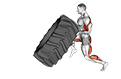 StrongMan Tire Flip exercise demonstration for Weightlifting, Weighted