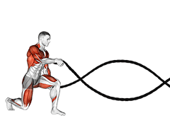 Rear Lunge with Battling Ropes exercise demonstration for Plyometrics, Rope