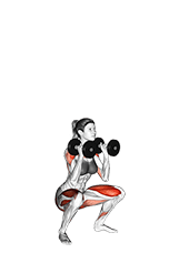 Dumbbell Thruster exercise demonstration for Thighs, Dumbbell