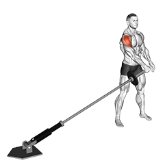 Landmine Lateral Raise exercise demonstration for Shoulders, Barbell