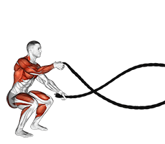 Battling Ropes Alternate Arms Squat exercise demonstration