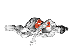 Lying Upper Body Rotation exercise demonstration for Chest, and Shoulders, and Waist, Body weight