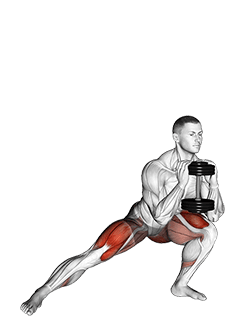 Dumbbell Side Lunge exercise demonstration for Quadriceps, and Thighs, Dumbbell