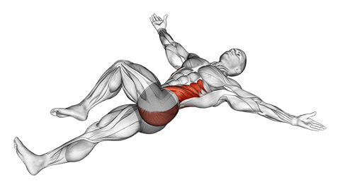 Lying T-Spine Mobility Stretching exercise demonstration for Hips, Body weight
