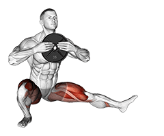 Weighted Cossack Squats exercise demonstration for Quadriceps, and Hamstrings, and Thighs, Weighted