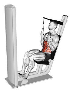 Lever Seated Crunch exercise demonstration for Waist, Leverage machine