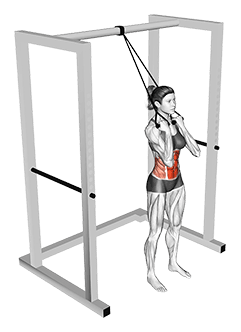 Band Standing Crunch exercise demonstration for Waist, Band
