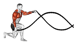 Battling Ropes Half Kneeling exercise demonstration for Cardio, Battling Rope