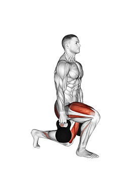 Kettlebell Split Squat exercise demonstration for Thighs, Kettlebell