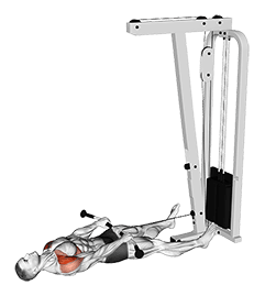 Cable Lying Front Raise exercise demonstration for Shoulders, Cable