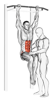 Assisted Hanging Knee Raise With Throw Down exercise demonstration for Waist, Assisted
