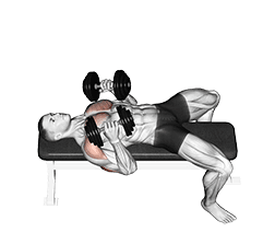 Lying Elbow Press exercise demonstration for Triceps, and Upper Arms, Dumbbell
