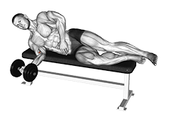 Dumbbell Lying Pronation exercise demonstration for Forearms, Dumbbell