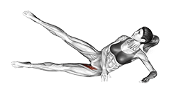 Side Lying Feet Raise exercise demonstration for Thighs, Body weight