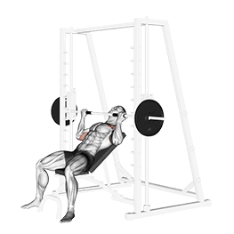 Smith Incline Reverse-grip Press exercise demonstration for Chest, Smith machine
