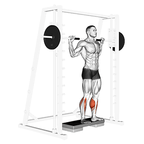 Smith Reverse Calf Raises exercise demonstration for Calves, Smith machine