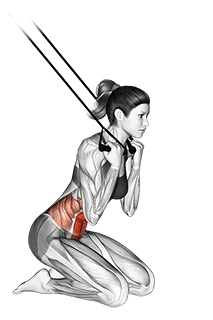 Band kneeling crunch exercise demonstration for Waist, Band