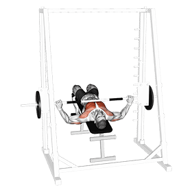 Smith Wide Grip Decline Bench Press exercise demonstration