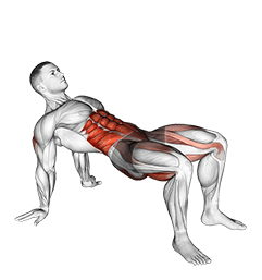 Crab Twist Toe Touch exercise demonstration for Waist, Body weight