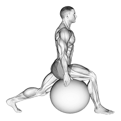 Exercise Ball Hip Flexor Stretch exercise demonstration for Thighs, Stability ball