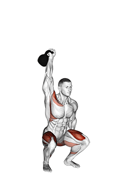Kettlebell One Arm Overhead Squat exercise demonstration