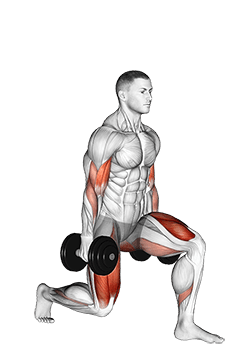 Dumbbell Bicep Curl Lunge with Bowling Motion exercise demonstration for Biceps, and Upper Arms, Dumbbell