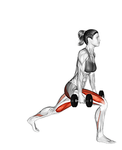 Transverse Plane Dumbbell Lunge exercise demonstration for Thighs, Dumbbell