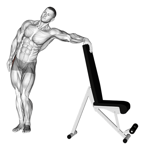 Standing Hip Out Adductor Stretch exercise demonstration for Hips, Body weight