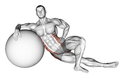 Exercise Ball Lying Abductor Stretch exercise demonstration for Hips, Stability ball