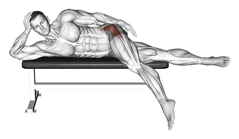 Lying Leg Hang Abductor Stretch exercise demonstration for Hips, Body weight