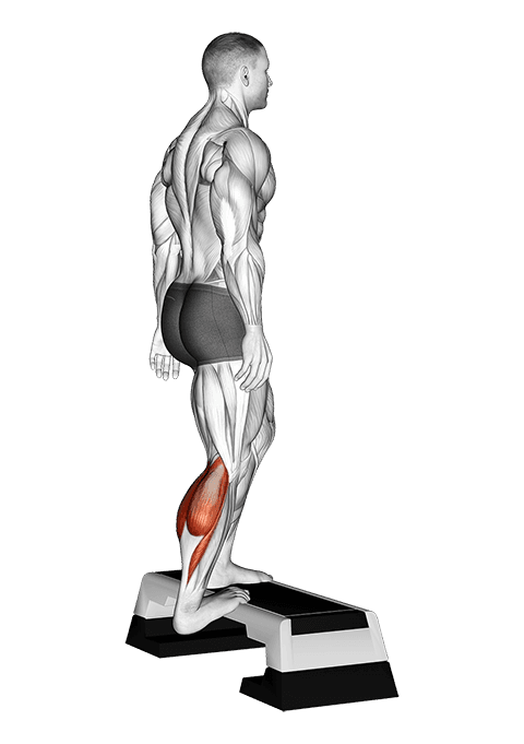 Single Heel Drop Achilles Stretch exercise demonstration for Calves, Body weight
