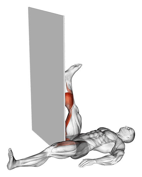 Recumbent Knee Flexor Stretch exercise demonstration for Thighs, Body weight