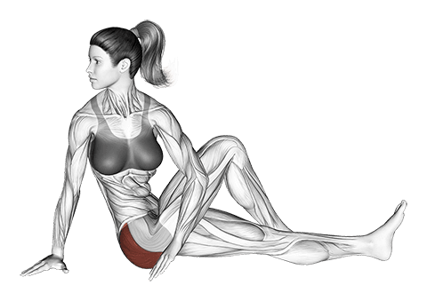 Seated Knee Up Rotation Stretch exercise demonstration for Hips, Body weight