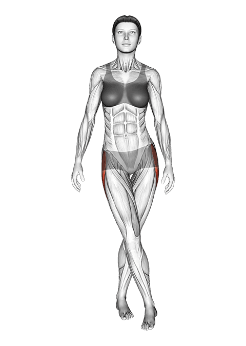 Standing Iliotibial Stretch exercise demonstration for Hips, Body weight